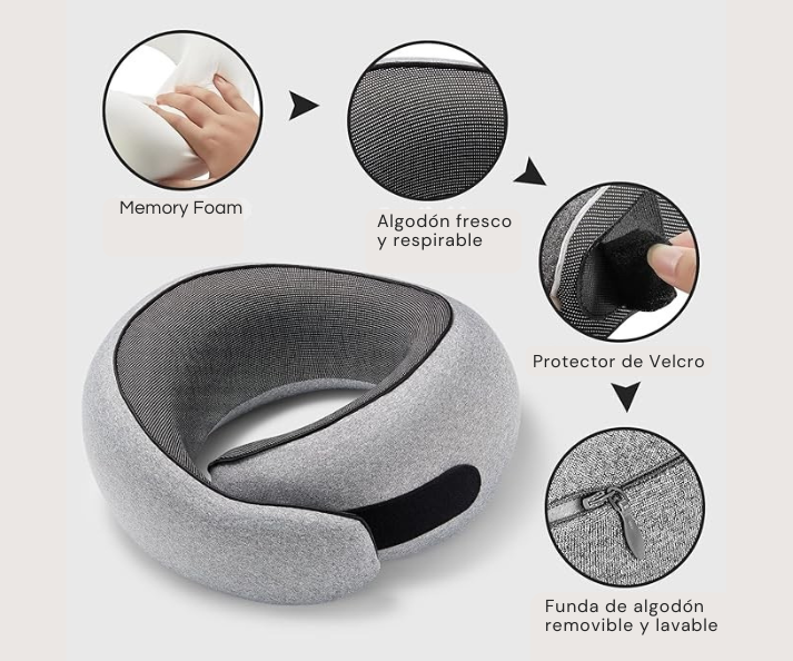 PillowFlex - Almohada de viaje Memory Foam Calidad Premium