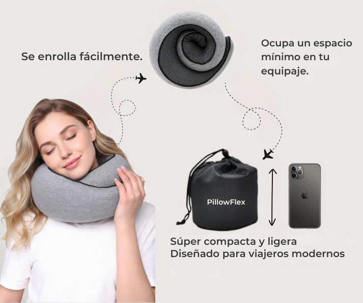 PillowFlex - Almohada de viaje Memory Foam Calidad Premium